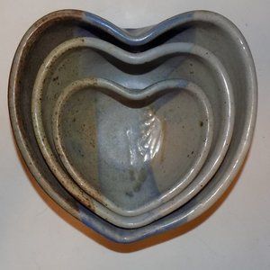 Three Hand thrown Pottery nesting bowls set